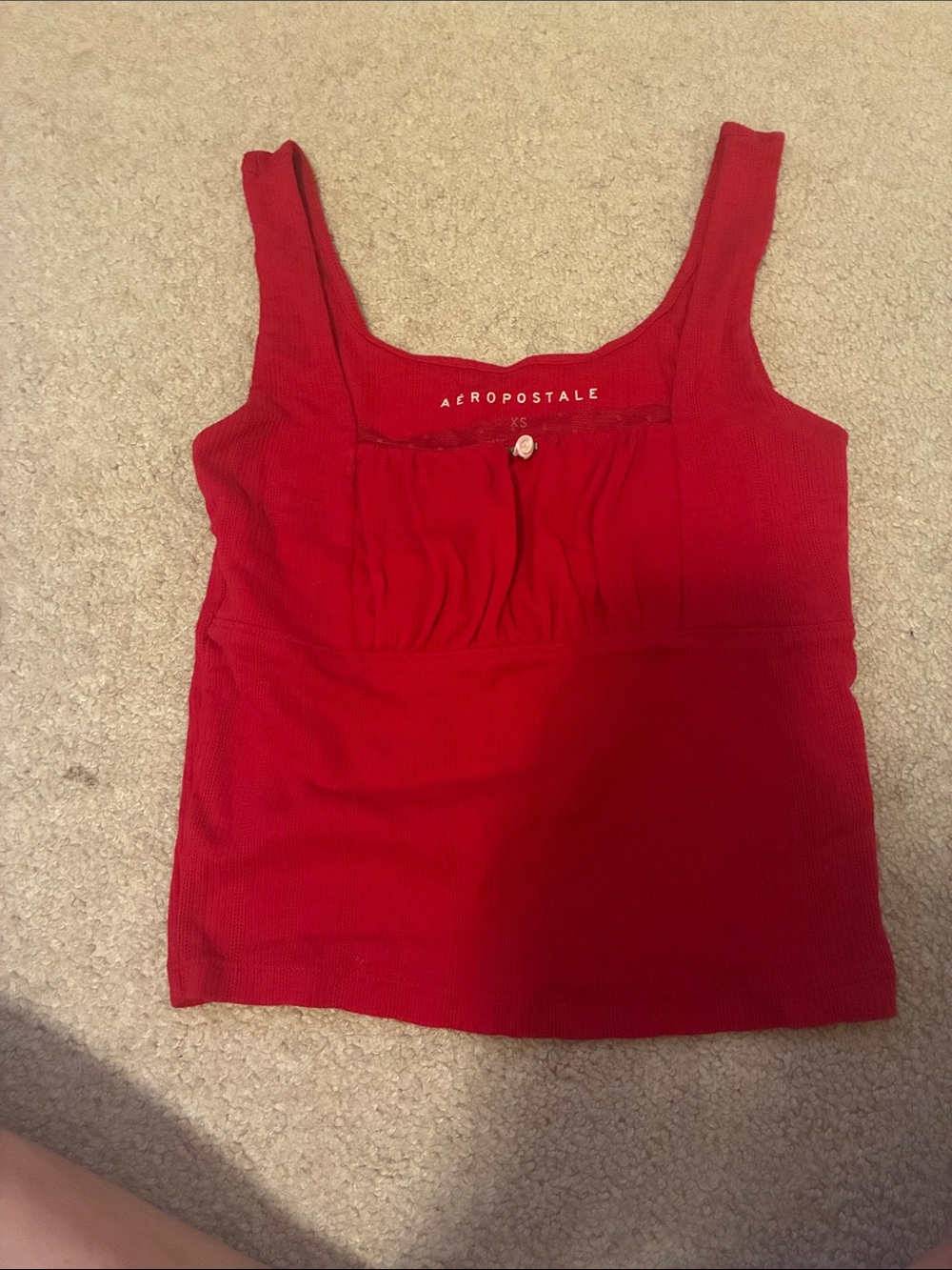 Aeropostale Bright Red Ribbed Square-Neck Tank
